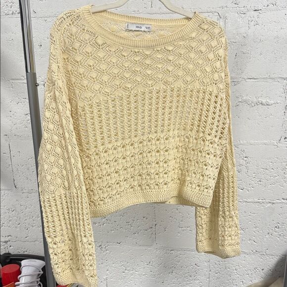Mango Textured Knit Sweater in Cream - Size Small - LIKE NEW Long Sleeve - Picture 1 of 4